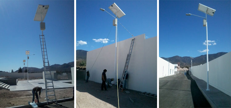 proyecto de alumbrado público con postes solares en zimapan