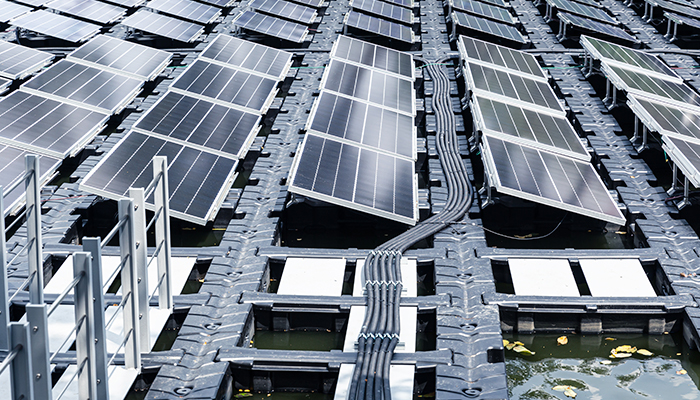 Fotografía aérea de panales solares de Led Solar desde arriba 